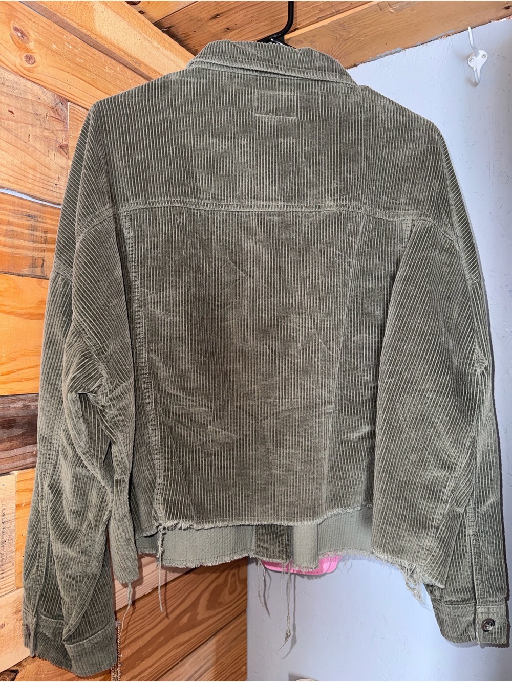 American Eagle Outfitters Olive Corduroy Button Jacket - Picture 2 of 3